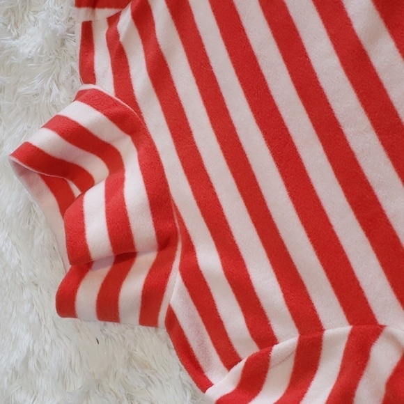 Telluride Fleece Cowl Neck Sweater Orange/white striped size Small - Picture 3 of 6